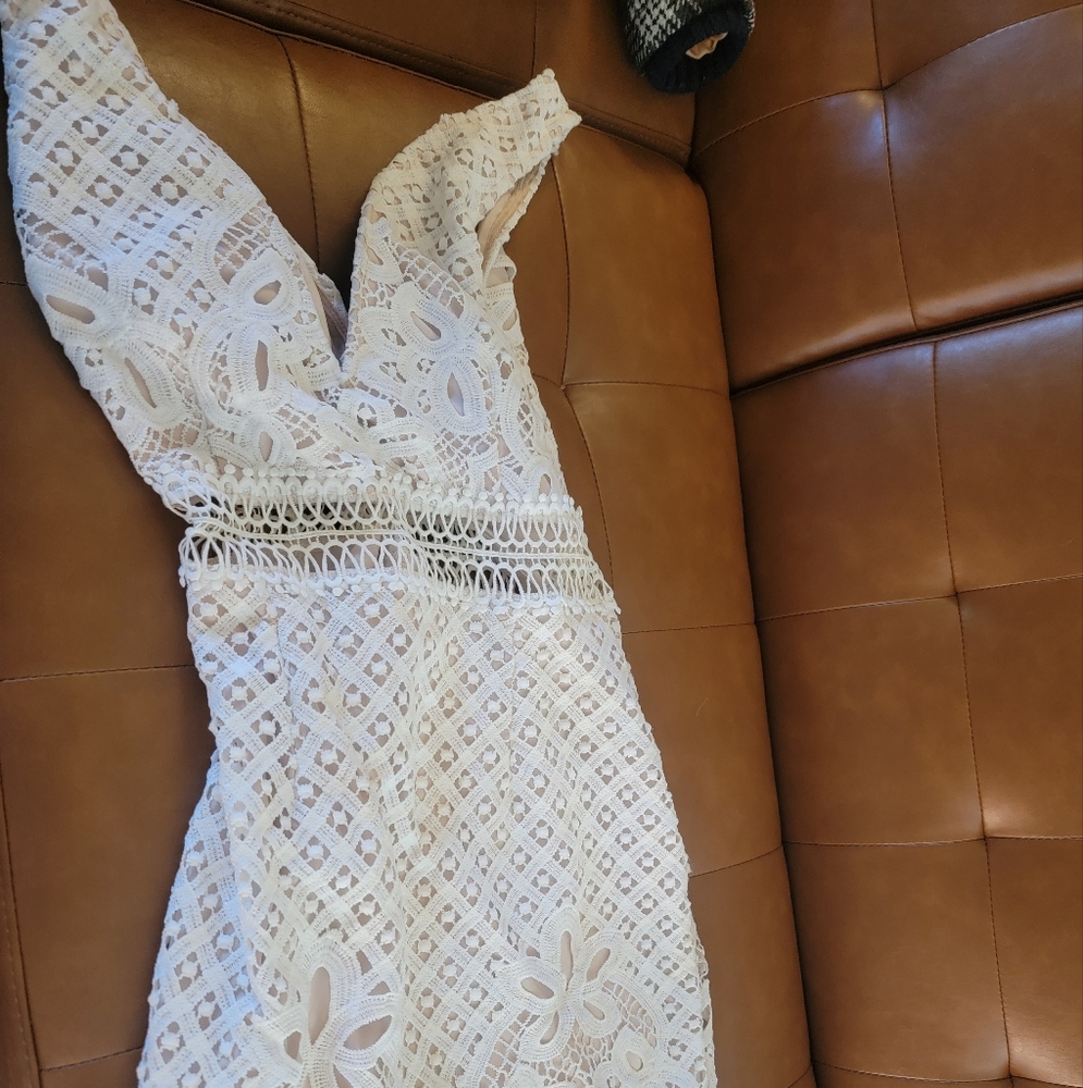 Cream white mini dress with beautiful design